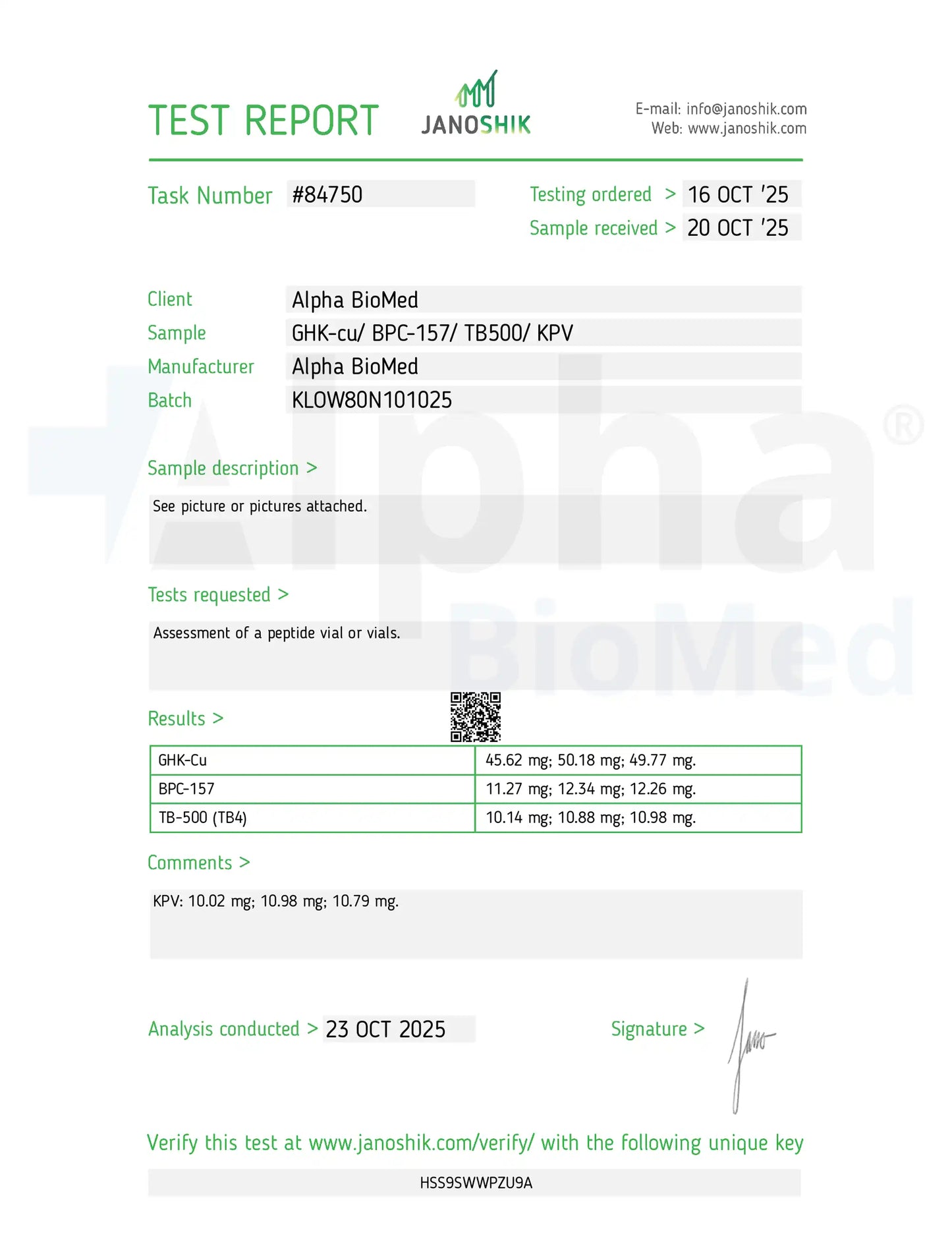 KLOW 80 - GHK-Cu (50mg) / KPV (10mg) / BPC-157 (10mg) / TB500 (10mg)