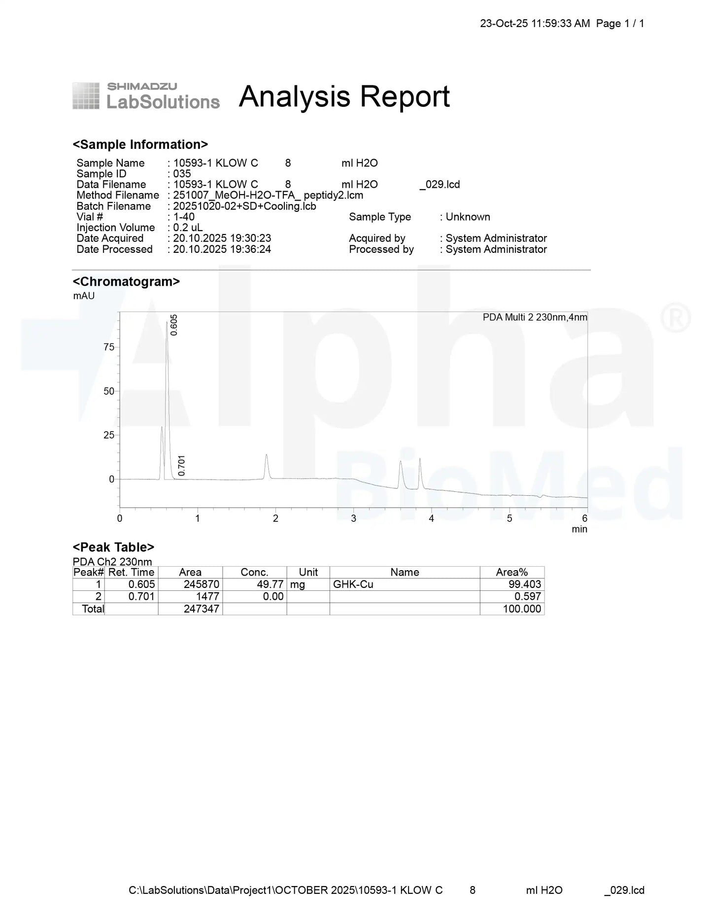 KLOW 80 - GHK-Cu (50mg) / KPV (10mg) / BPC-157 (10mg) / TB500 (10mg)