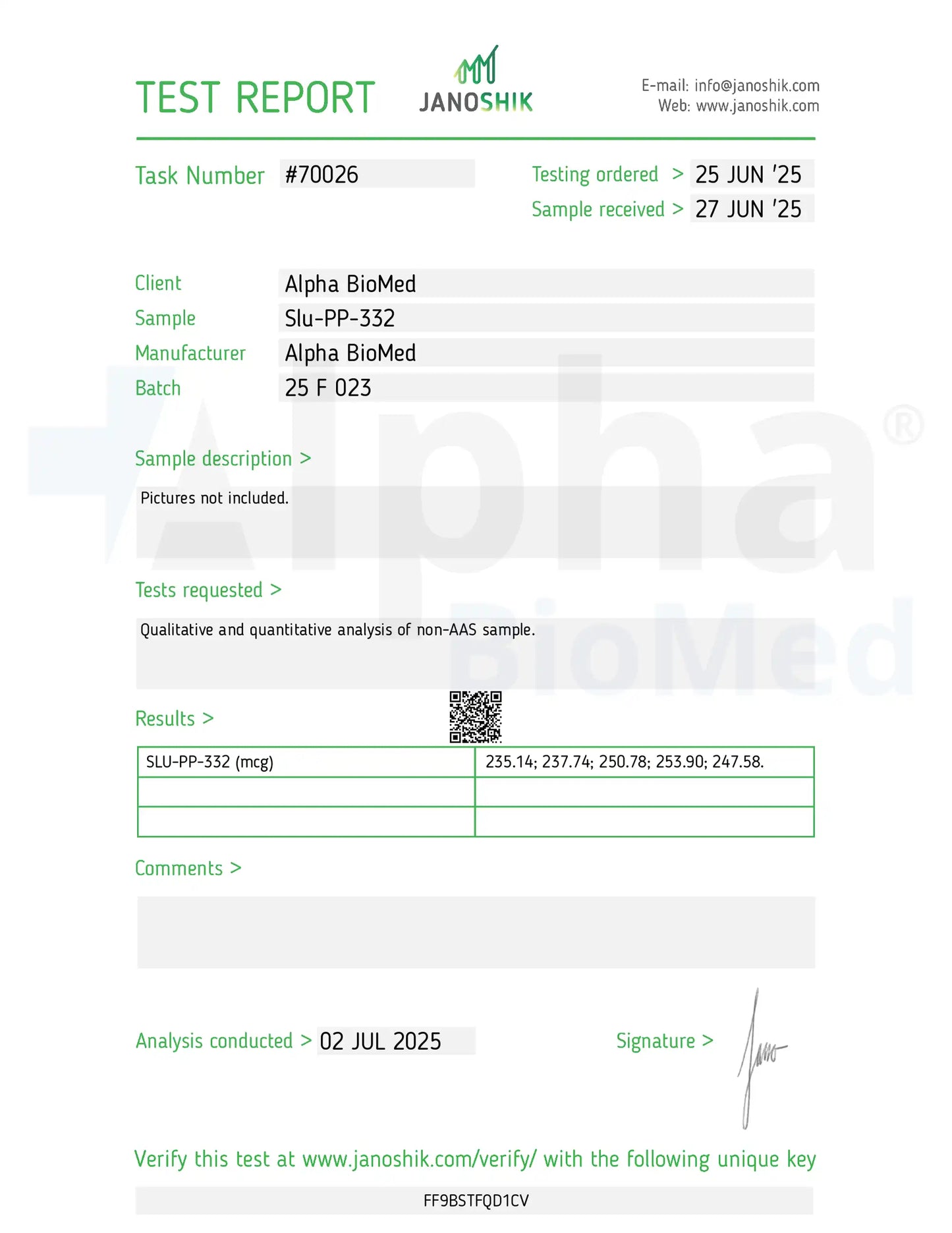 SLU-PP-332 (250mcg) x 60 Tablets