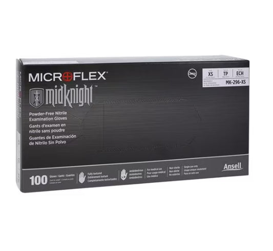 MidKnight Nitrile Exam Gloves Large Black Non-Sterile 100/box