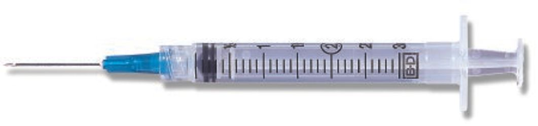 Syringe/Needle 3cc Luer Lock 23gx1-1/2" Conventional - Box of 100