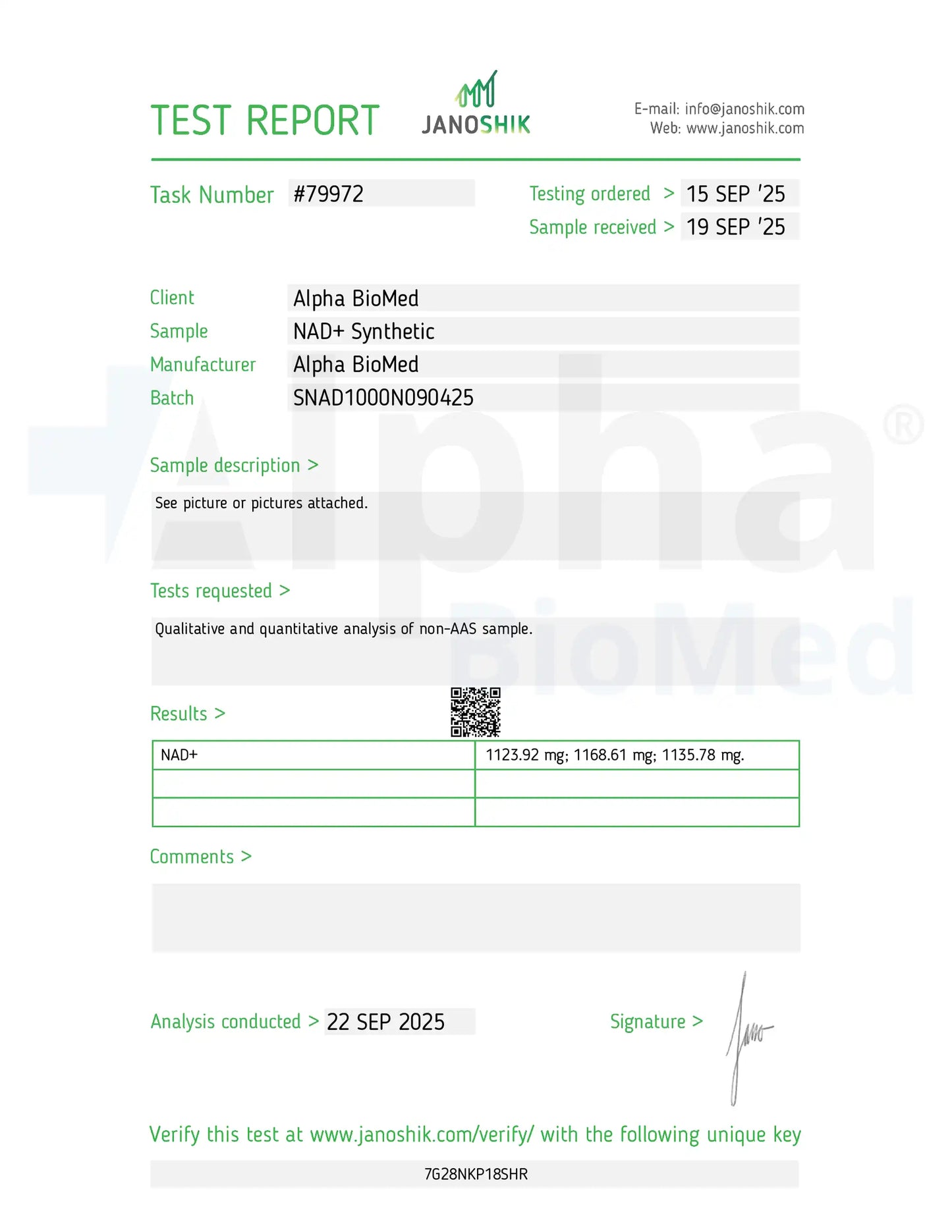 NAD+ (1000mg) Synthetic (6ml Vial)