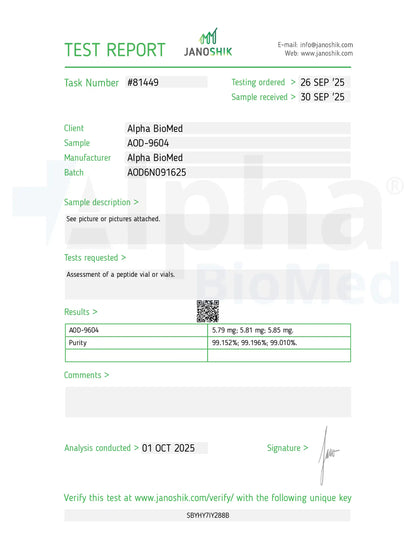 AOD 9604 (6mg) - Alpha BioMed AOD 9604 (6mg) - Alpha BioMed