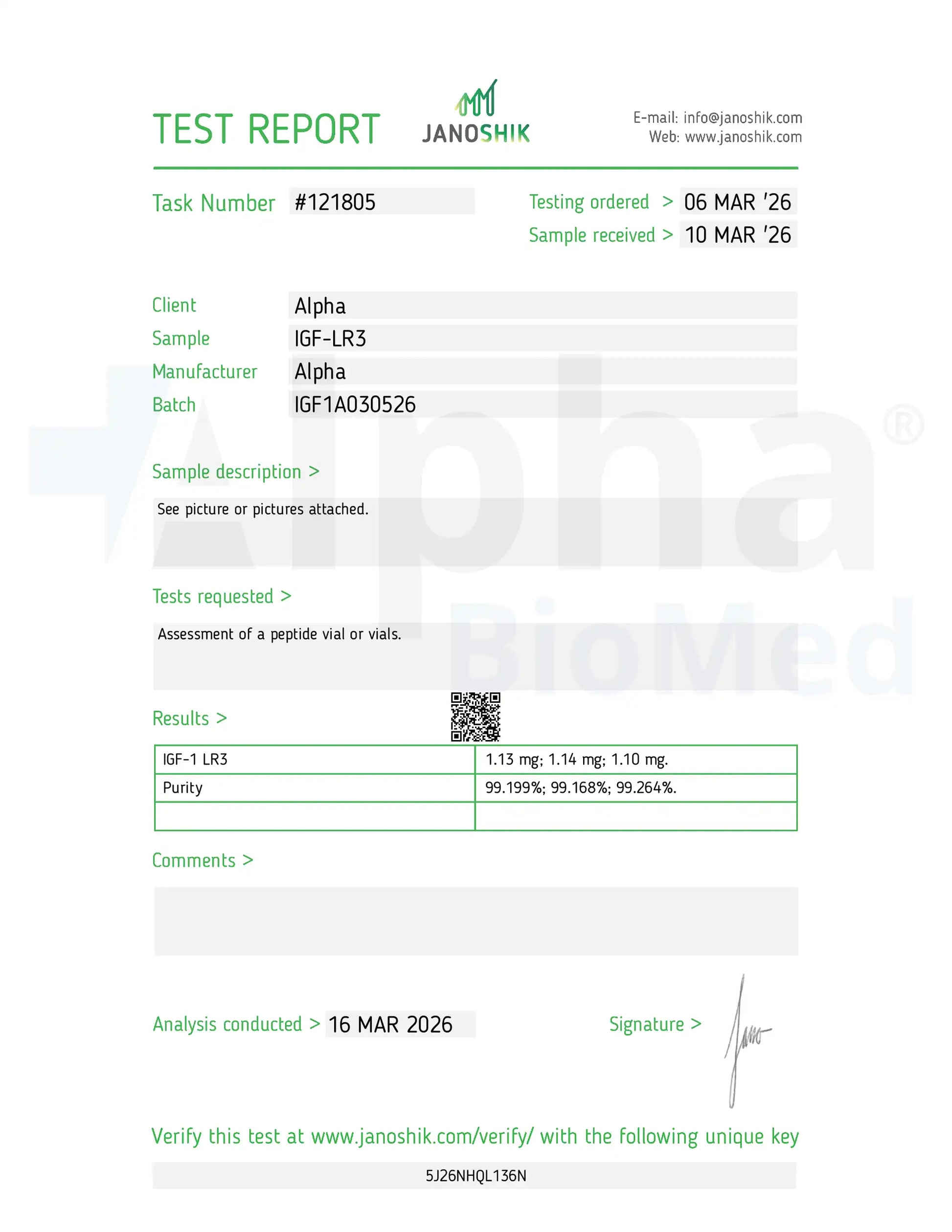 IGF-1 LR3 (1mg) - Alpha BioMed IGF-1 LR3 (1mg) - Alpha BioMed