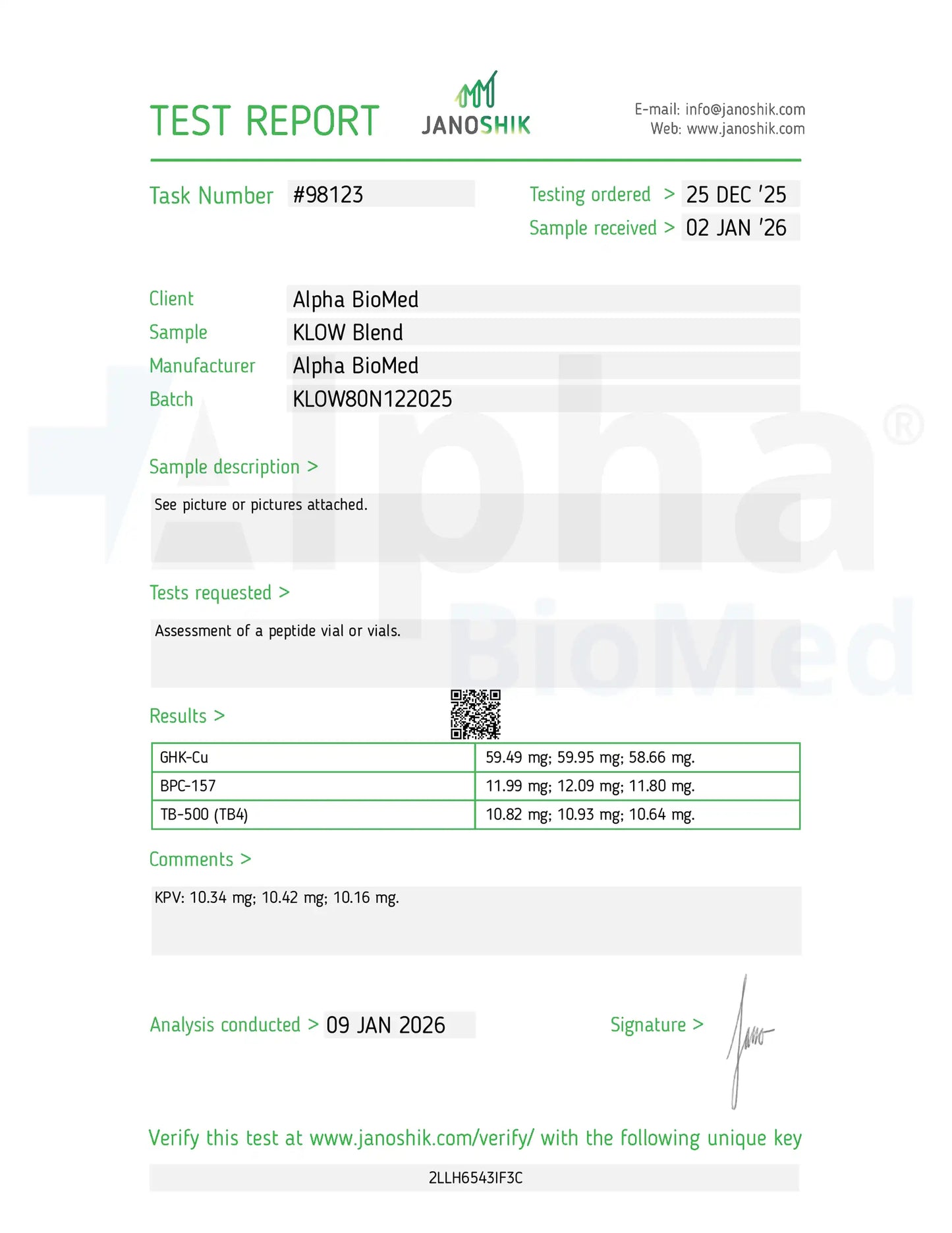 KLOW 80 - GHK-Cu (50mg) / KPV (10mg) / BPC-157 (10mg) / TB500 (10mg)