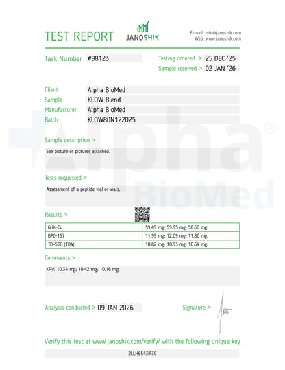 KLOW 80 - GHK-Cu (50mg) / KPV (10mg) / BPC-157 (10mg) / TB500 (10mg)