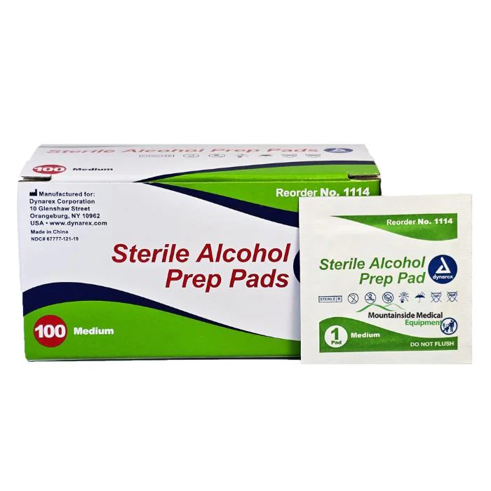 Dynarex Alcohol Prep Pad, Sterile, Medium, 1 Box
