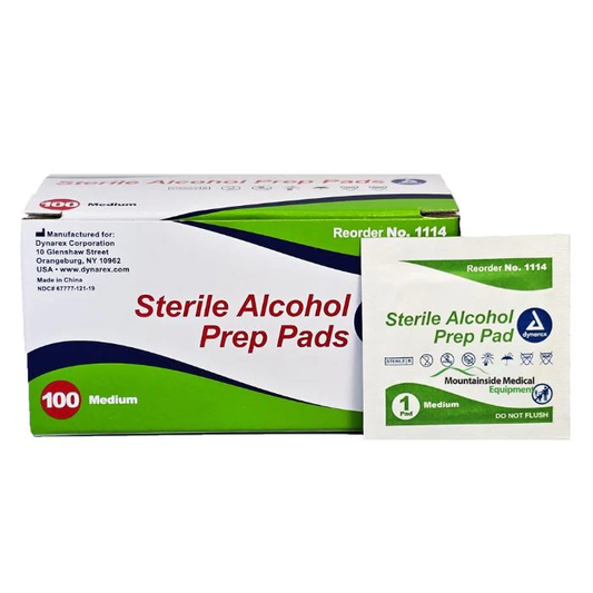 Dynarex Alcohol Prep Pad, Sterile, Medium, 1 Box